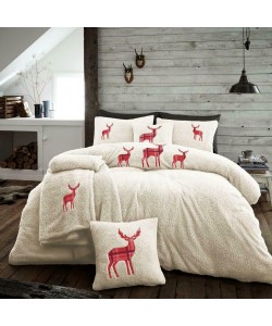 Double Microplush Comforter Set With Deer CREAM 200x200