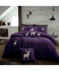 Double Microplush Comforter Set With Deer PURPLE 200x200
