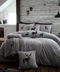 Double Microplush Comforter Set With Deer SILVER 200x200