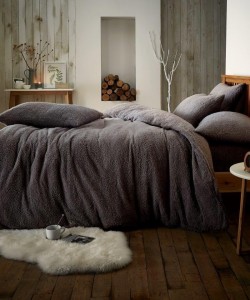 Double Microplush Comforter Set SOFT TEDDY FEEL CHARCOAL 200x200