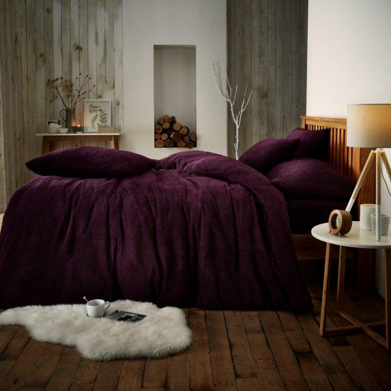 Single Microplush Comforter Set SOFT TEDDY FEEL PURPLE 135x200