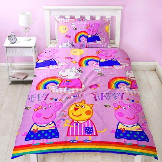 Children's single bedding set PEPPA PIG HOORAY 135x200