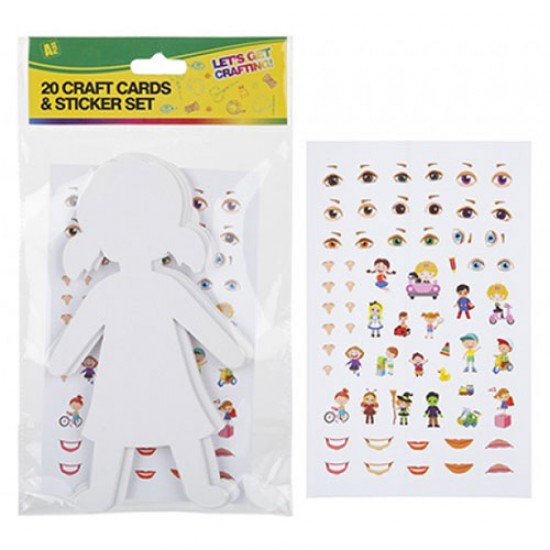 20 Piece Craft Cut Outs With Stickers People