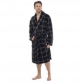 Mens Check Print Supersoft Dressing Gown BLACK