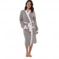 Womens Plain Colour Waffle Dressing Gown GREY
