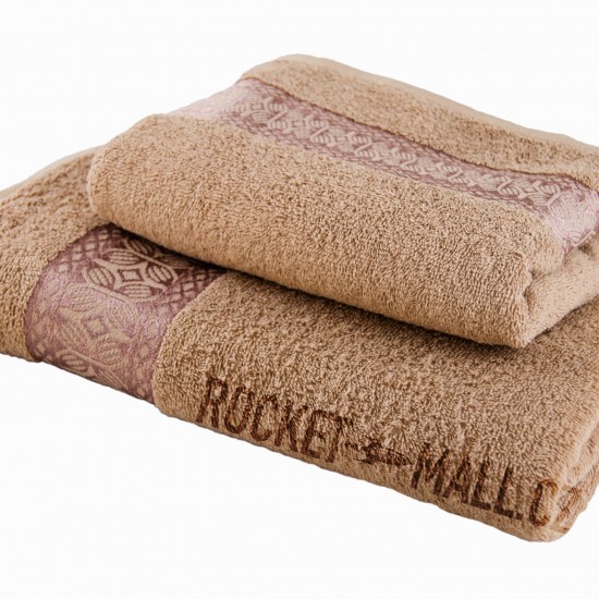 Terry bath towel and hand towel set Florina BROWN 70x140 + 50x100
